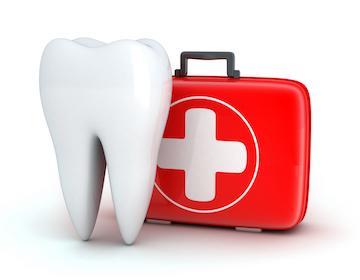 illustrated tooth with emergency first aid kit