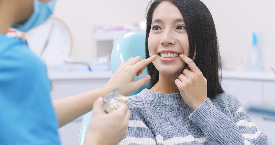 woman smiling after dental check up in northborough