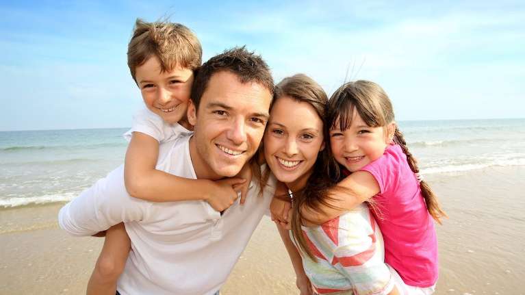 family near the seashore