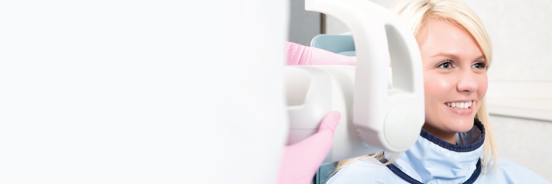woman getting dental xrays at northborough family dental