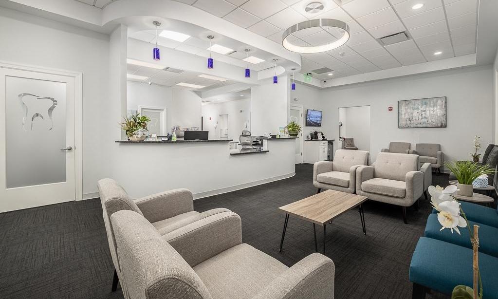 Comfortable chairs in reception area of Northborough Family Dental